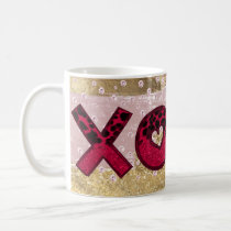 Glam Glitter Gold Red Luxe XOXO Valentines Coffee Mug