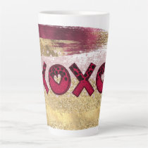 Glam Glitter Gold Red Luxe XOXO Valentines  Latte Mug