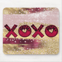 Glam Glitter Gold Red Luxe XOXO Valentines  Mouse Pad