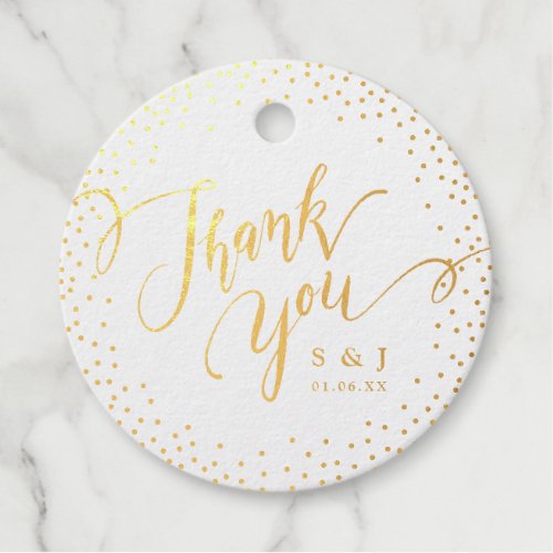 Glam glitter modern calligraphy thank you foil favor tags