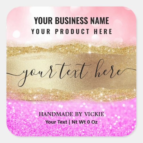 Glam Glitter Pink Purple And Gold Product Label