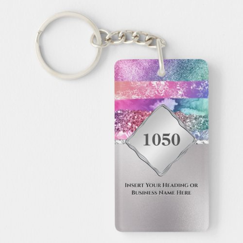 Glam glitter rainbow metallic foil shimmer fantasy keychain
