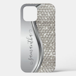 Glam Glitter Silver Sequin Metal look OtterBox iPhone 12 Case