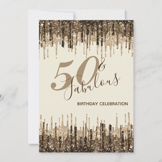Glam Glittery Spark 50 & Fabulous Birthday Party Invitation (Front)