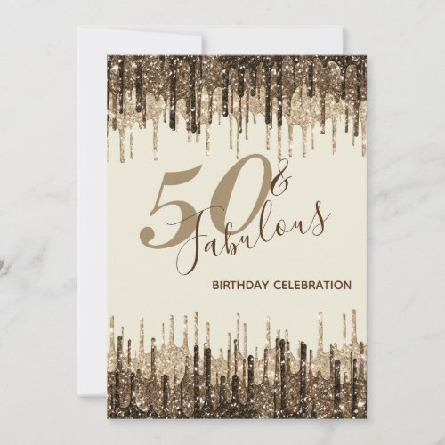 Glam Glittery Spark 50  Fabulous Birthday Party Invitation