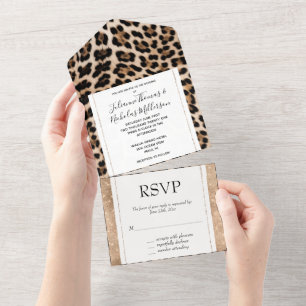 Glam Glitz Champagne Leopard All In One Invitation