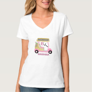 Glam Glitz Monogram Name Pink Gold Diamond Cart   T-Shirt