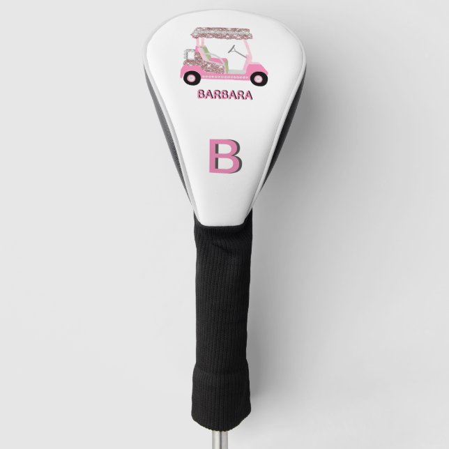 Glam Glitz Monogram Rose Gold Diamond Cart  Golf Head Cover (Front)