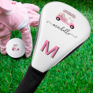 Glam Glitz Monogram Rose Gold Diamond Cart  Golf Head Cover