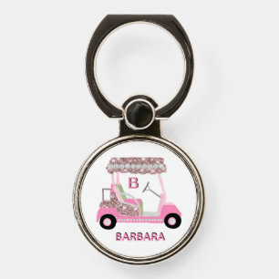Glam Glitz Monogram Rose Gold Golf Cart Phone Ring Stand