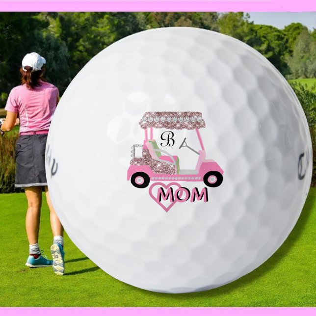 Glam Glitz Monogram Rose Gold Mom  Golf Balls (Creator Uploaded)