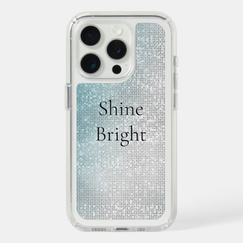 Glam Glitzy Aqua Ombre Sparkle Wedding iPhone 15 Pro Case