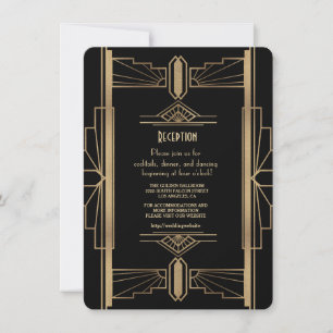Glam Gold 1920's Great Gatsby 1920s Reception Invitation