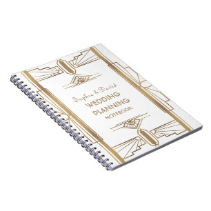 Glam Gold 1920's Great Gatsby Art Wedding Planner Notebook