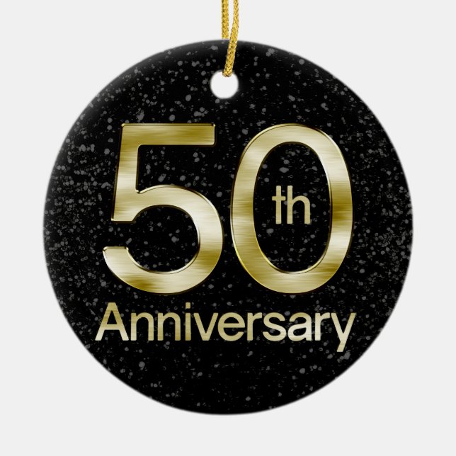 Glam Gold 50th Anniversary Ceramic Ornament (Front)