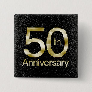 Glam Gold 50th Anniversary Pinback Button