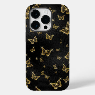 Glam gold and black butterflies pattern Case-Mate iPhone 14 pro case