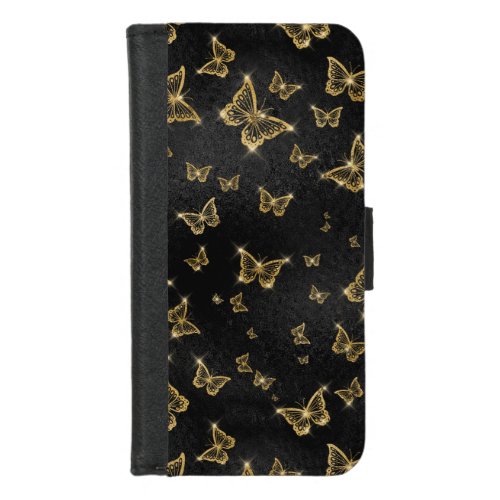 Glam gold and black butterflies pattern iPhone 87 wallet case