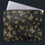 Glam gold and black butterflies pattern laptop sleeve<br><div class="desc">Glam black and gold butterflies in a seamless pattern. Modern luxury design with white sparkles.</div>
