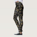 Glam gold and black butterflies pattern leggings<br><div class="desc">Glam black and gold butterflies in a seamless pattern. Modern luxury design with white sparkles.</div>