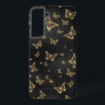 Glam gold and black butterflies pattern samsung galaxy s22  case<br><div class="desc">Glam black and gold butterflies in a seamless pattern. Modern luxury design with white sparkles.</div>