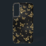 Glam gold and black butterflies pattern samsung galaxy s22  case<br><div class="desc">Glam black and gold butterflies in a seamless pattern. Modern luxury design with white sparkles.</div>