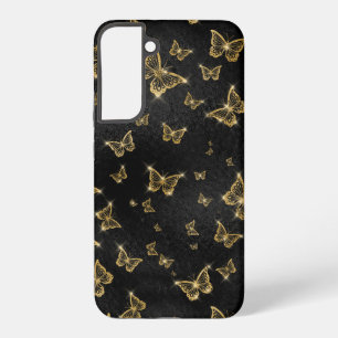 Glam gold and black butterflies pattern samsung galaxy s22+ case