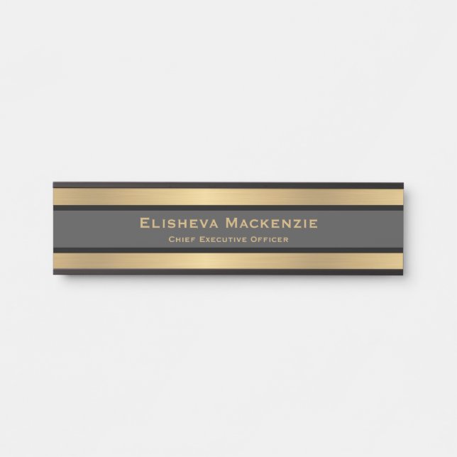 Glam Gold and Black Door Sign Signs  Name Plate (Front)