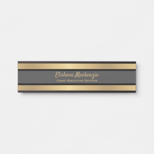 Glam Gold and Black Door Sign Signs  Name Plate
