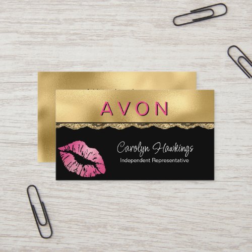 Glam Gold and Black Independent Rep Avon  Business Card