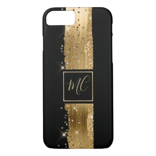 Glam Gold and Black Monogrammed iPhone 8 Case