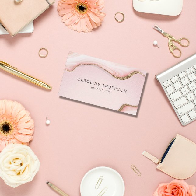 Glam Gold and Pink Abstract Feminine Business Card (Creator Uploaded)
