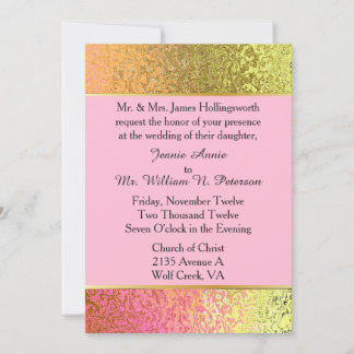 Glam Gold and Pink Custom Wedding Invitation