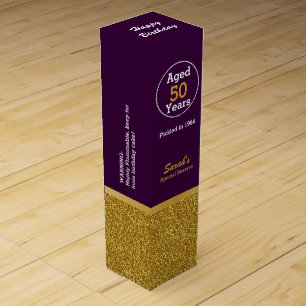 Glam Gold and Purple Custom Birthday Wine Box