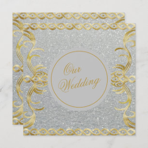 Glam Gold and Silver Wedding Invitation