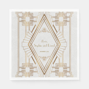 Glam Gold and White Great Gatsby Wedding Napkins