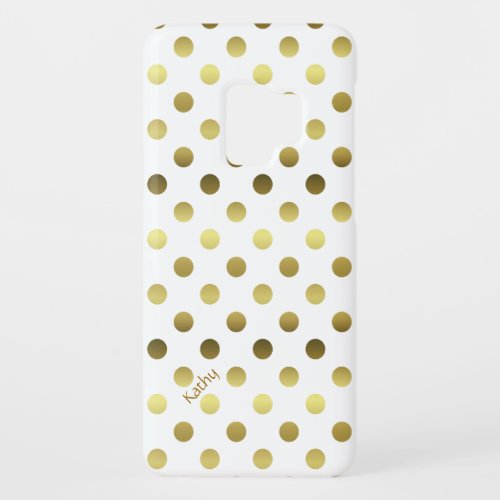 Glam Gold and White Polka Dot Case_Mate Samsung Galaxy S9 Case