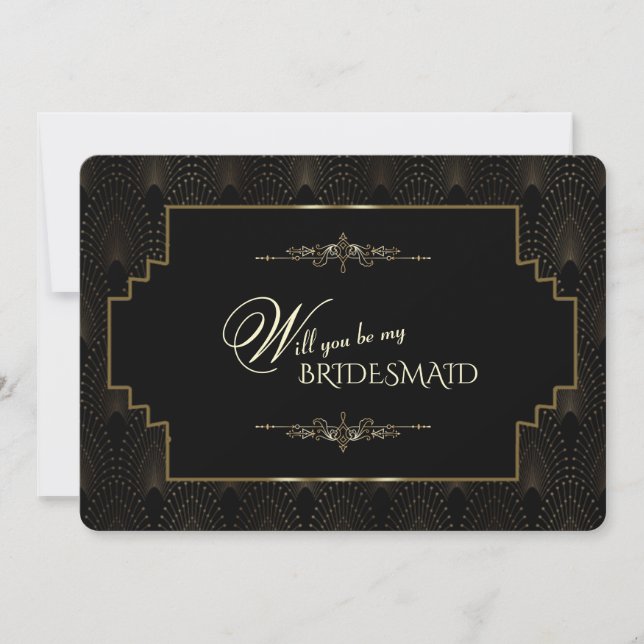 Glam Gold Art Deco 1920s Be My Bridesmaid Invitation (Front)