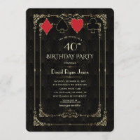 Glam Gold Art Deco Casino Royale Poker Birthday