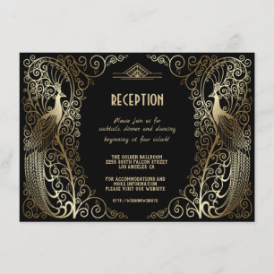 Glam Gold Art Deco Peacocks Senior Reception Invitation