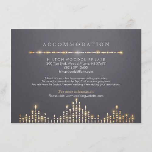Glam gold art deco vintage wedding accommodation enclosure card