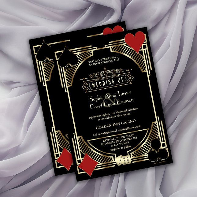 Glam Gold Black Gatsby Style Roaring 20s Wedding Invitation (Creator Uploaded)