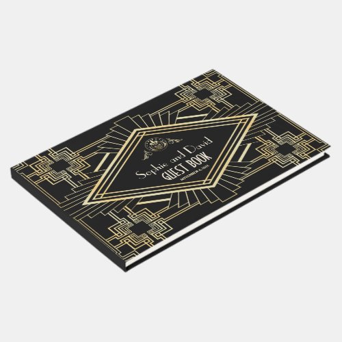 Glam Gold Black Great Gatsby Wedding Guest Book