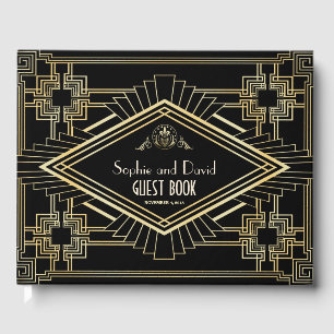 Glam Gold Black Great Gatsby Wedding Guest Book