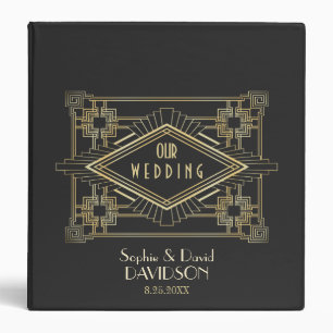 Glam Gold Black Great Wedding Photo Album 3 Ring Binder