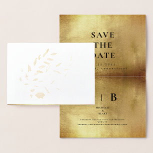 Glam Gold Black Monogram Save the Date Foil Foil Card