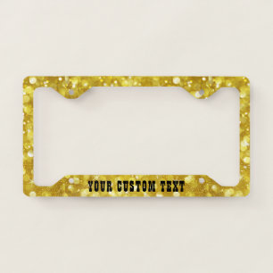 Glam Gold  Bokeh Glitter License Plate Frame
