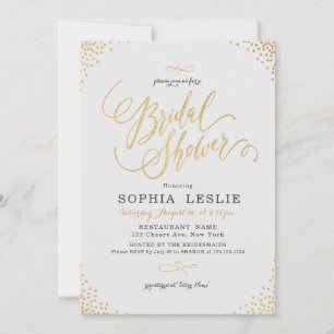 Glam gold calligraphy vintage Bridal Shower Invitation