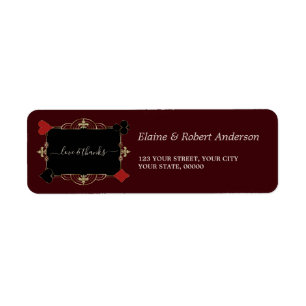 Glam Gold Casino Deep Burgundy Wedding Return  Label