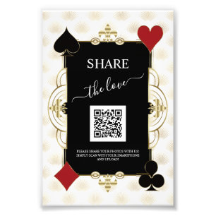 Glam Gold Casino Share The Love QR Code Wedding Photo Print